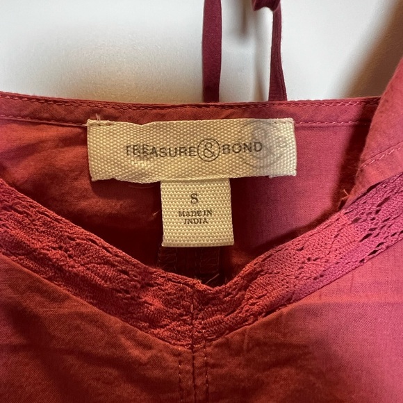 Treasure & Bond Tie Back Flutter Sleeve Cotton Midi Dress in Mauve Pink Small - Picture 5 of 6